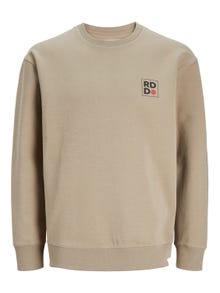 Jack & Jones RDD Logo Sweatshirt med rund hals -Greige - 12230356