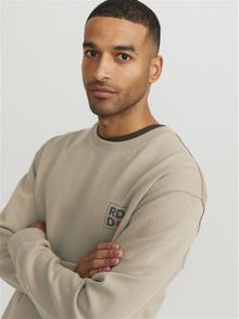 Jack & Jones RDD Logotyp Crewneck tröja -Greige - 12230356