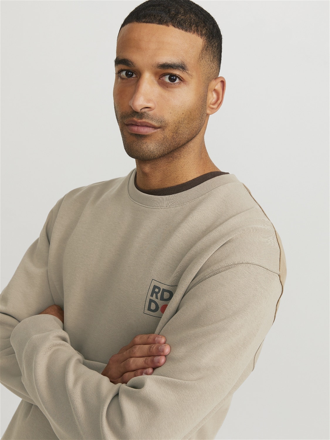 Jack & Jones RDD Logotyp Crewneck tröja -Greige - 12230356