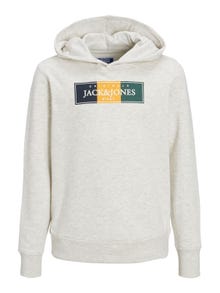 Jack & Jones Logo Hoodie For boys -White Melange - 12230398