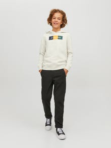 Jack & Jones Logo Hoodie For boys -White Melange - 12230398