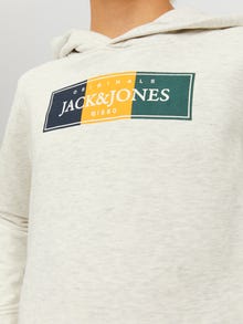 Jack & Jones Logo Hoodie For boys -White Melange - 12230398