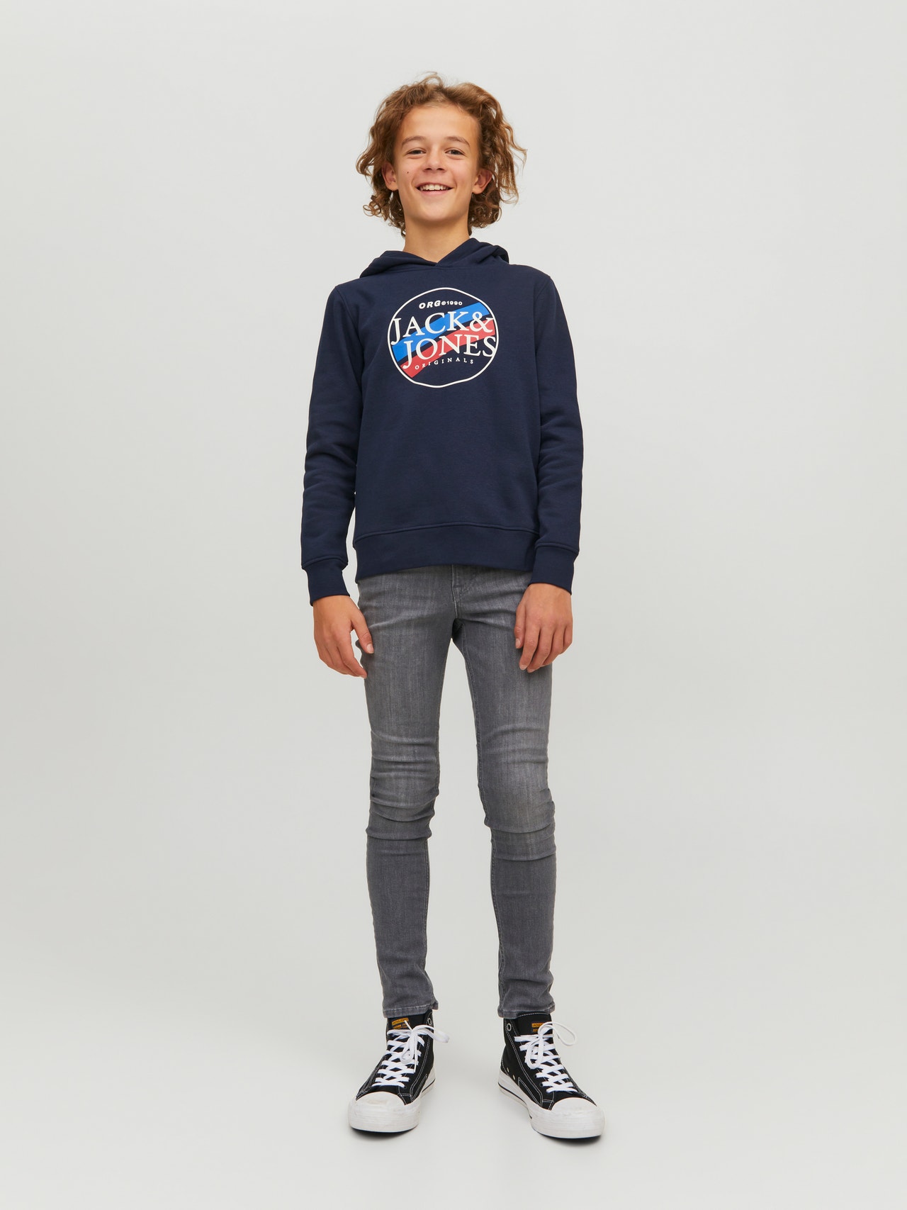 Jack & Jones Logo Hoodie For boys -Navy Blazer - 12230398