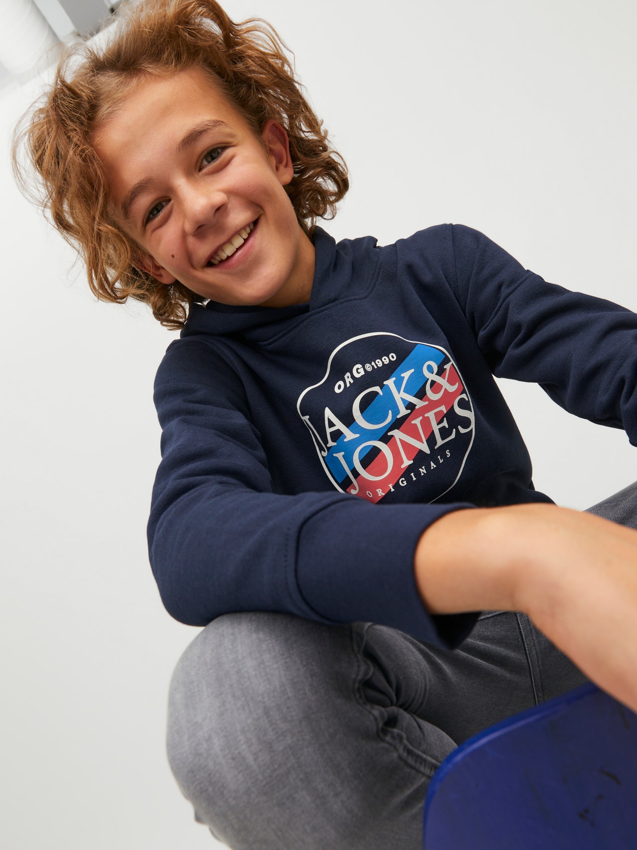 Jack & Jones Logo Hoodie For boys -Navy Blazer - 12230398