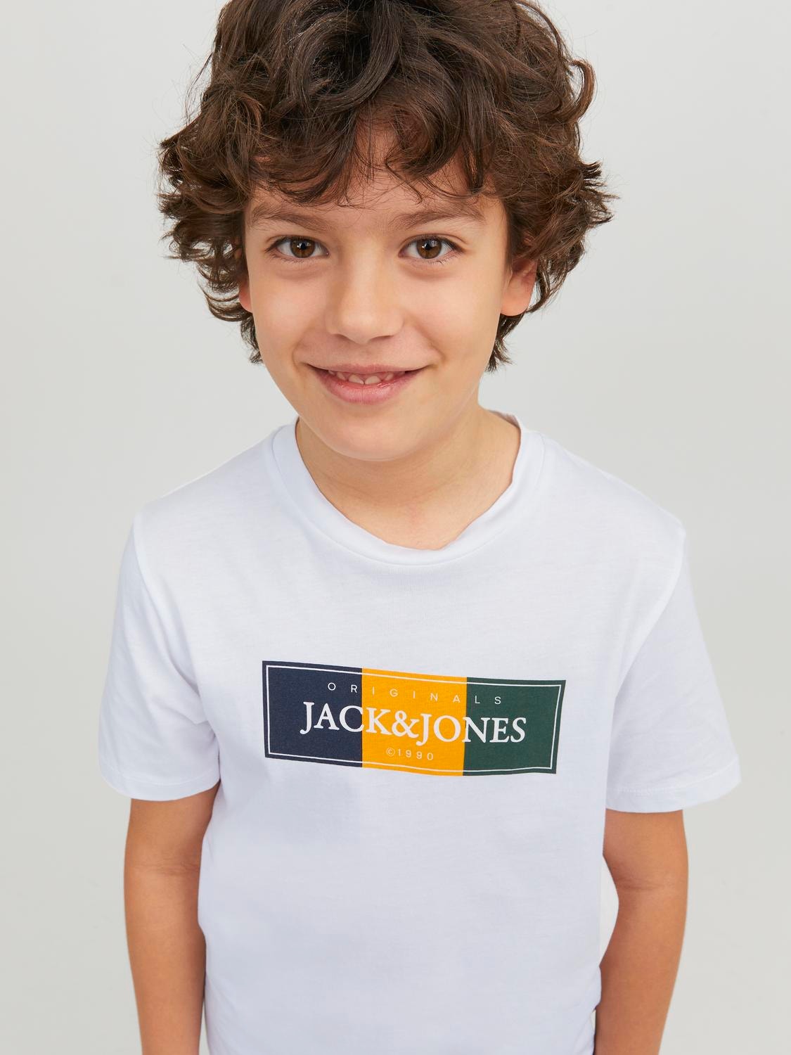 Jack & Jones Poikien Logo T-paita -Bright White - 12230622