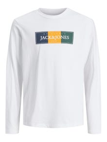 Jack & Jones Logo T-skjorte For gutter -Bright White - 12230624