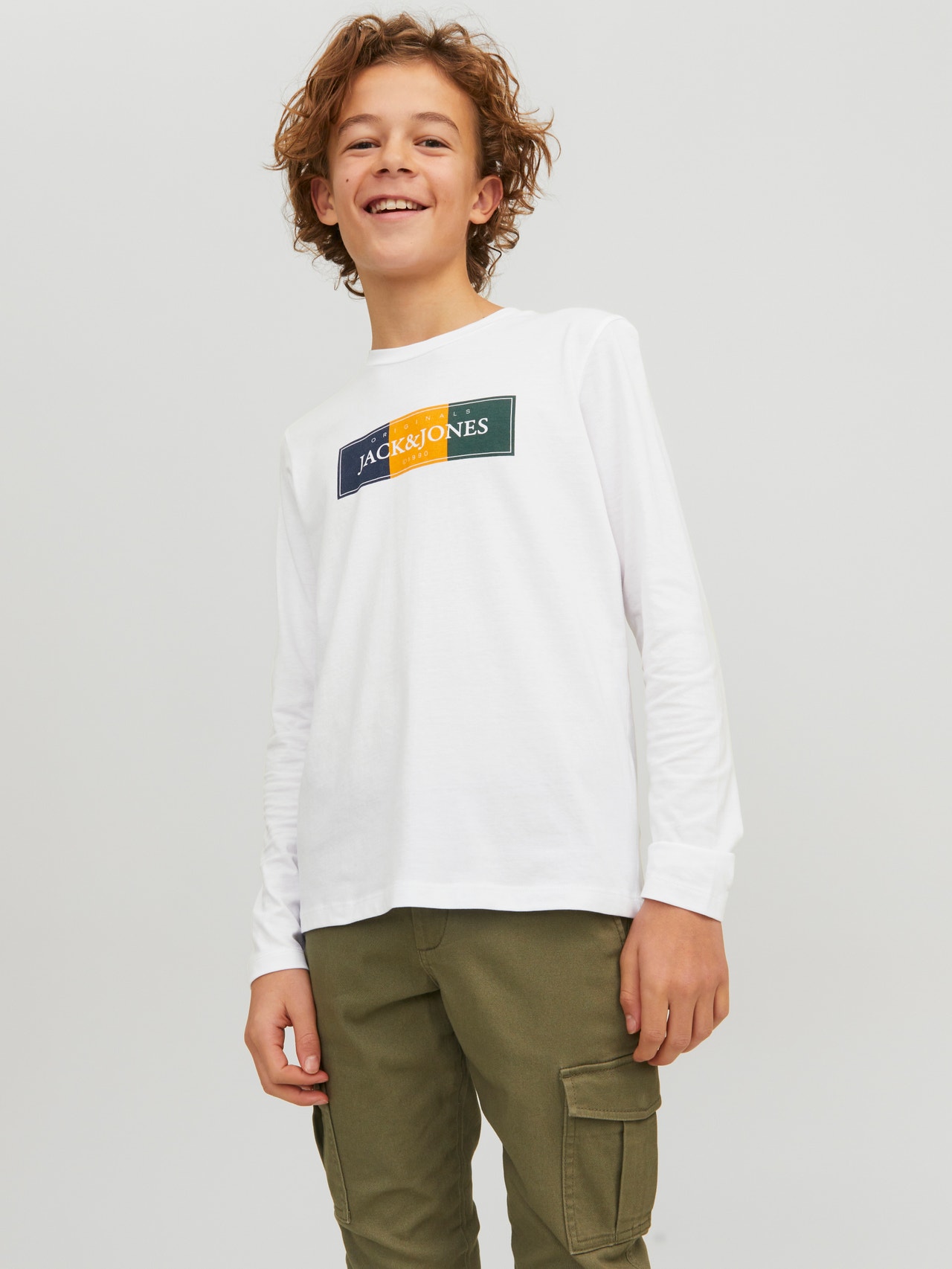 Jack & Jones Logo T-skjorte For gutter -Bright White - 12230624