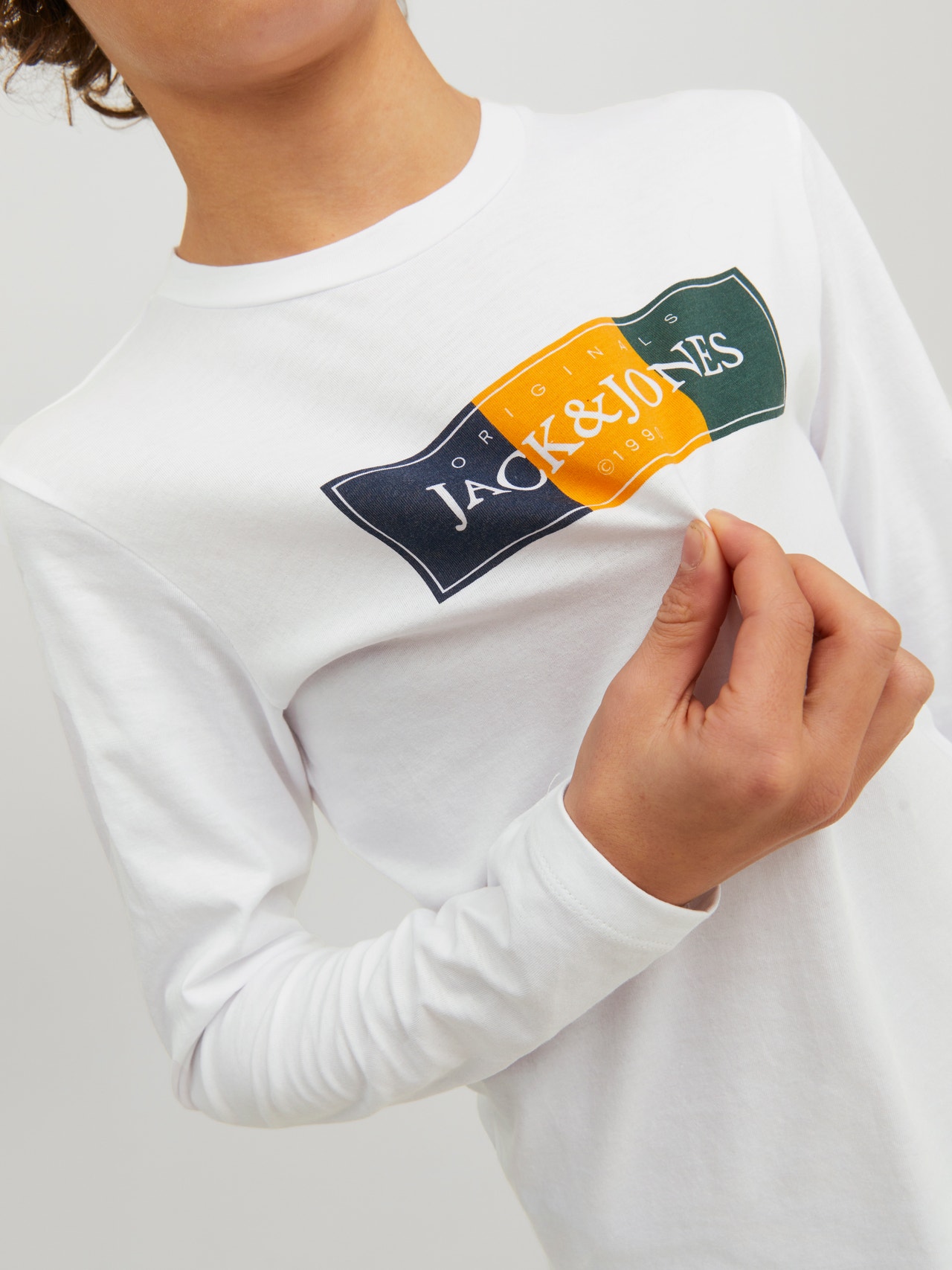 Jack & Jones Logo T-skjorte For gutter -Bright White - 12230624