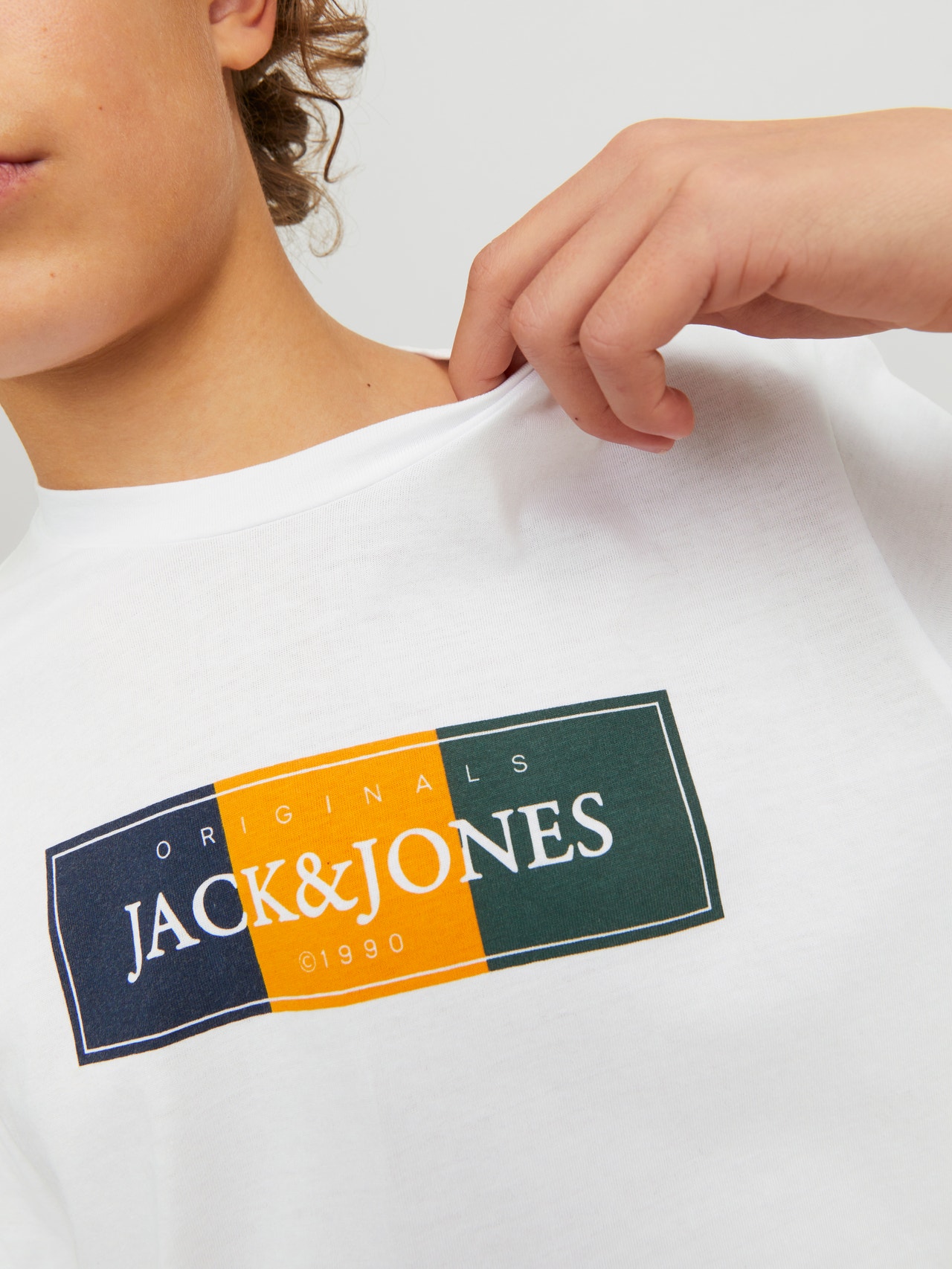 Jack & Jones Poikien Logo T-paita -Bright White - 12230624