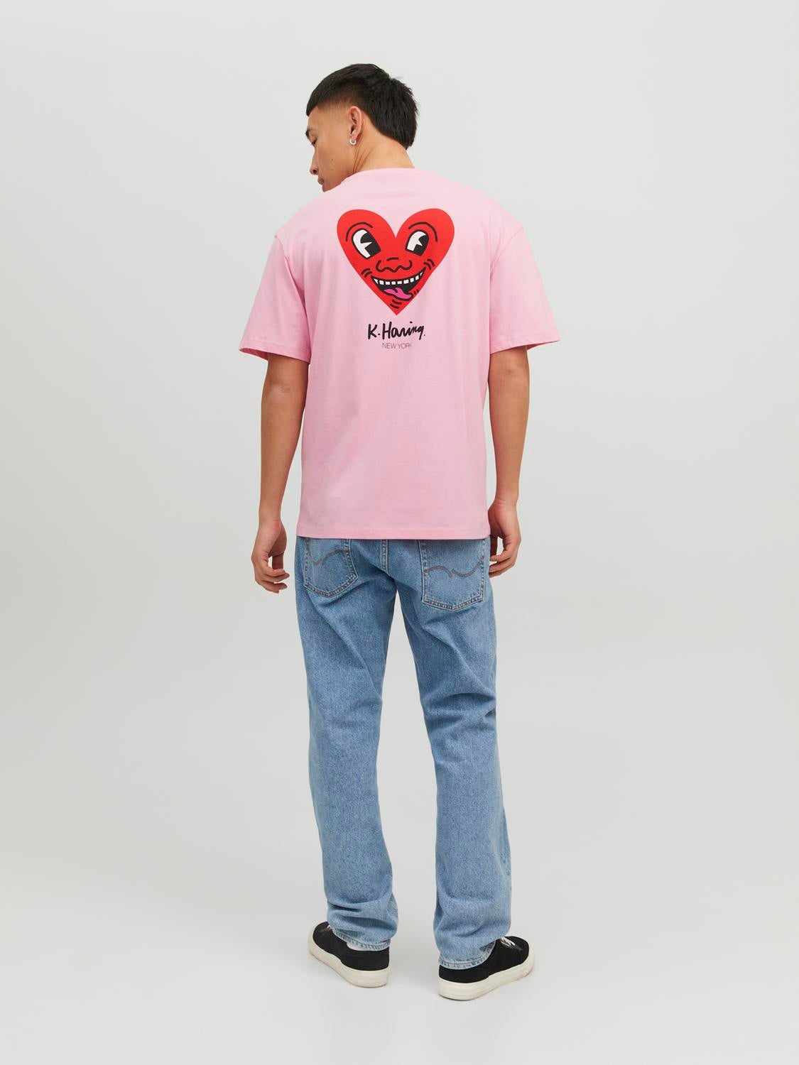 Keith Haring Printed Crew neck T shirt Light Rose Jack Jones