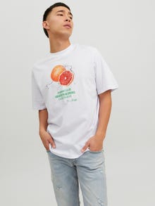 Jack & Jones Printed Crew neck T-shirt -White - 12230754