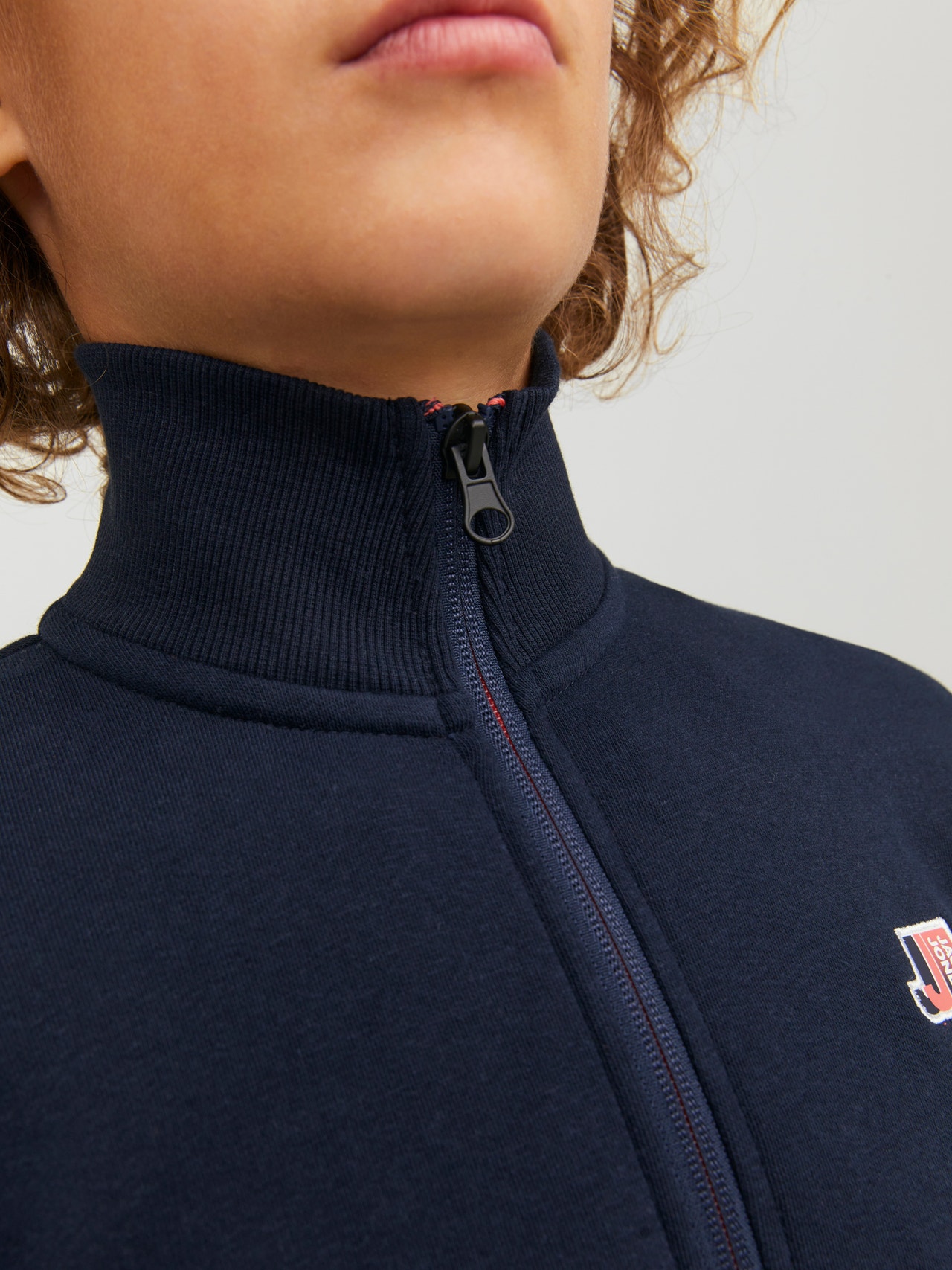 Jack & Jones Logo Zip Sweatshirt For boys -Navy Blazer - 12230782
