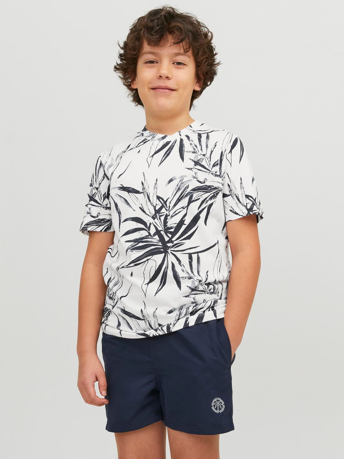 Jack & Jones Blad T-skjorte For gutter -Cloud Dancer - 12230789