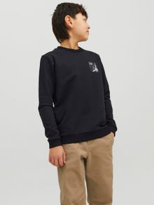 Jack & Jones Printet Sweatshirt med rund hals Til drenge -Black - 12230838