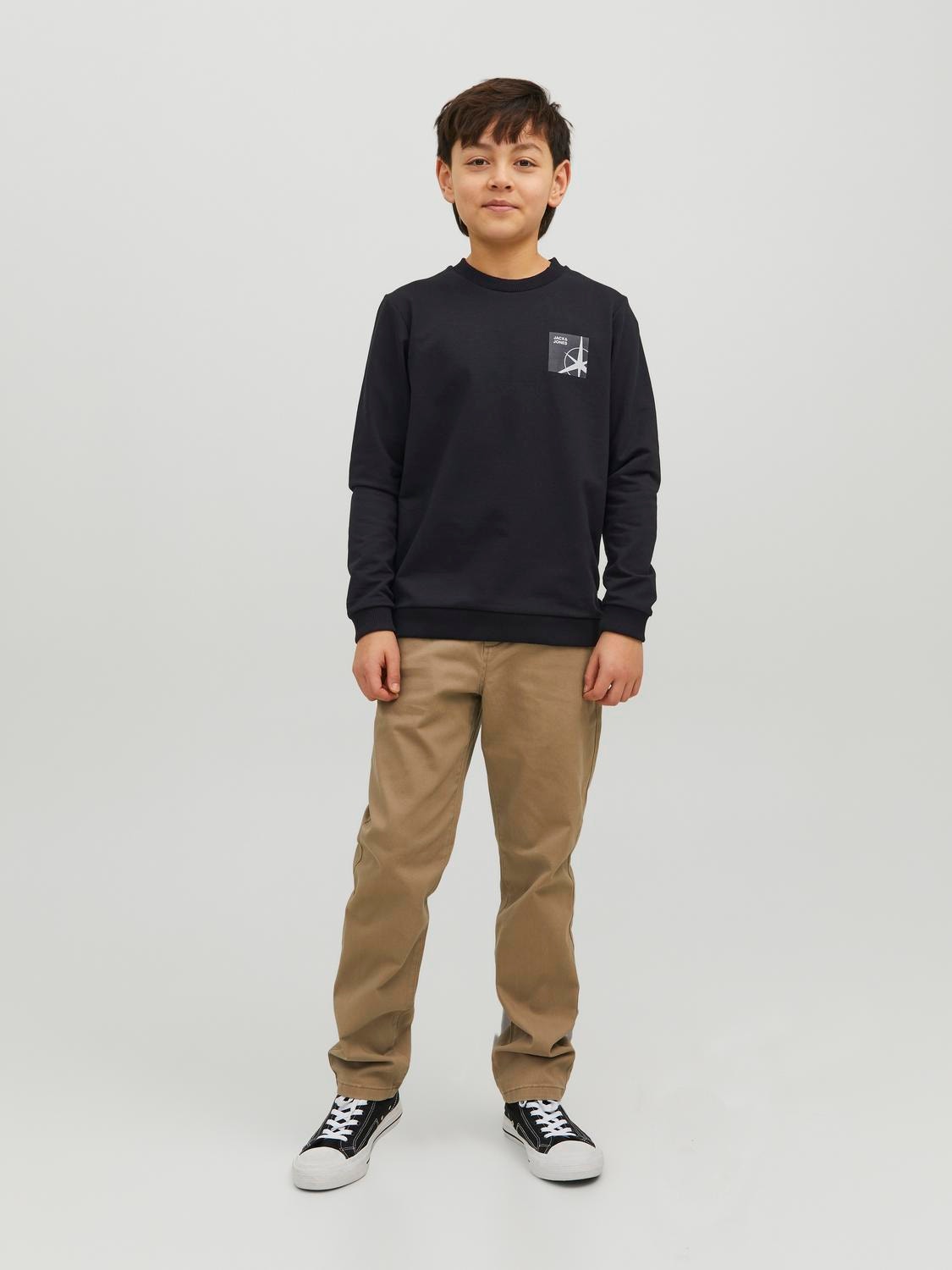 Jack & Jones Nyomott mintás Személyzeti nyakú pulóver Ifjúsági -Black - 12230838