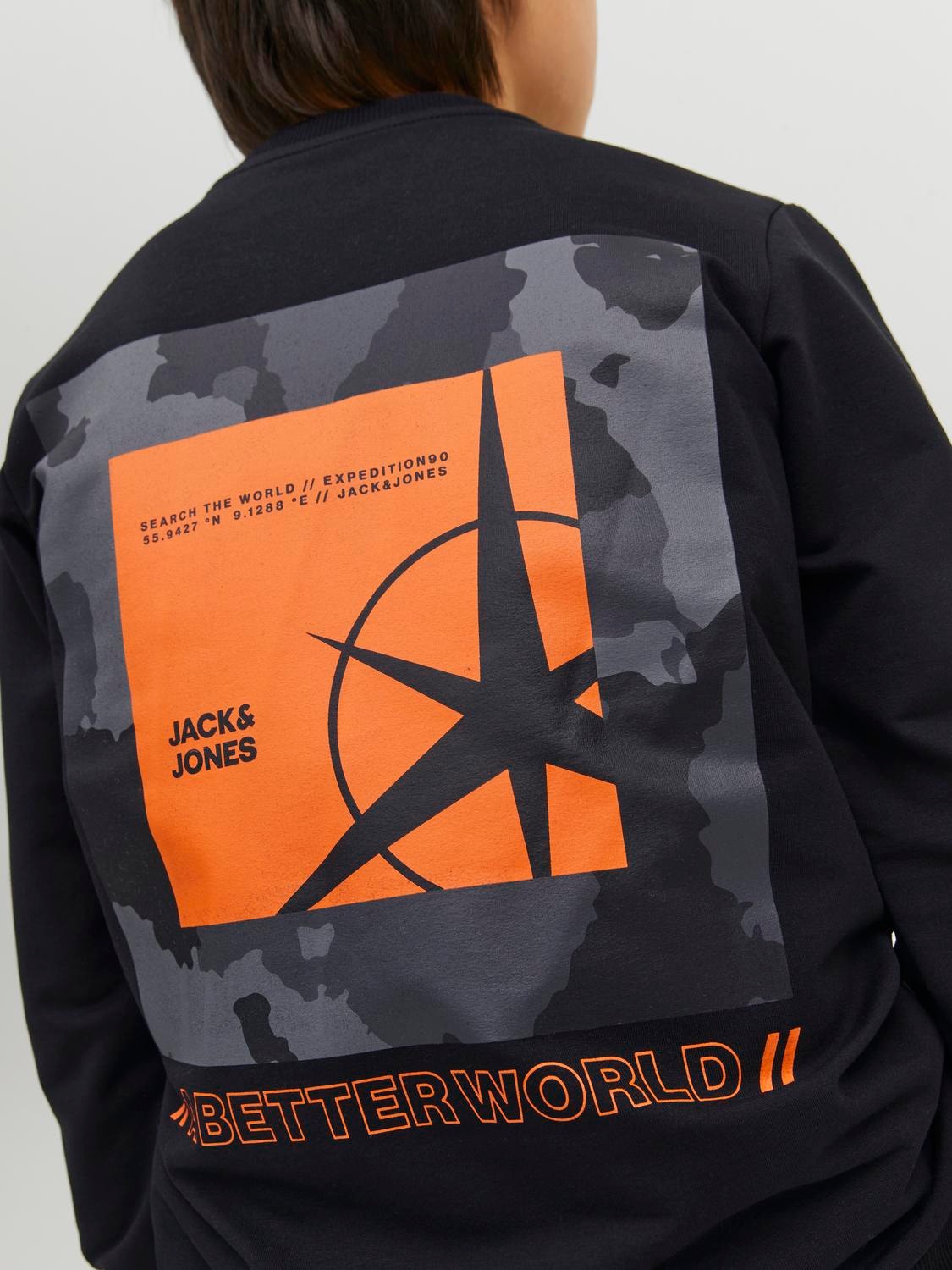 Jack & Jones Printed Crew neck Sweatshirt For boys -Black - 12230838