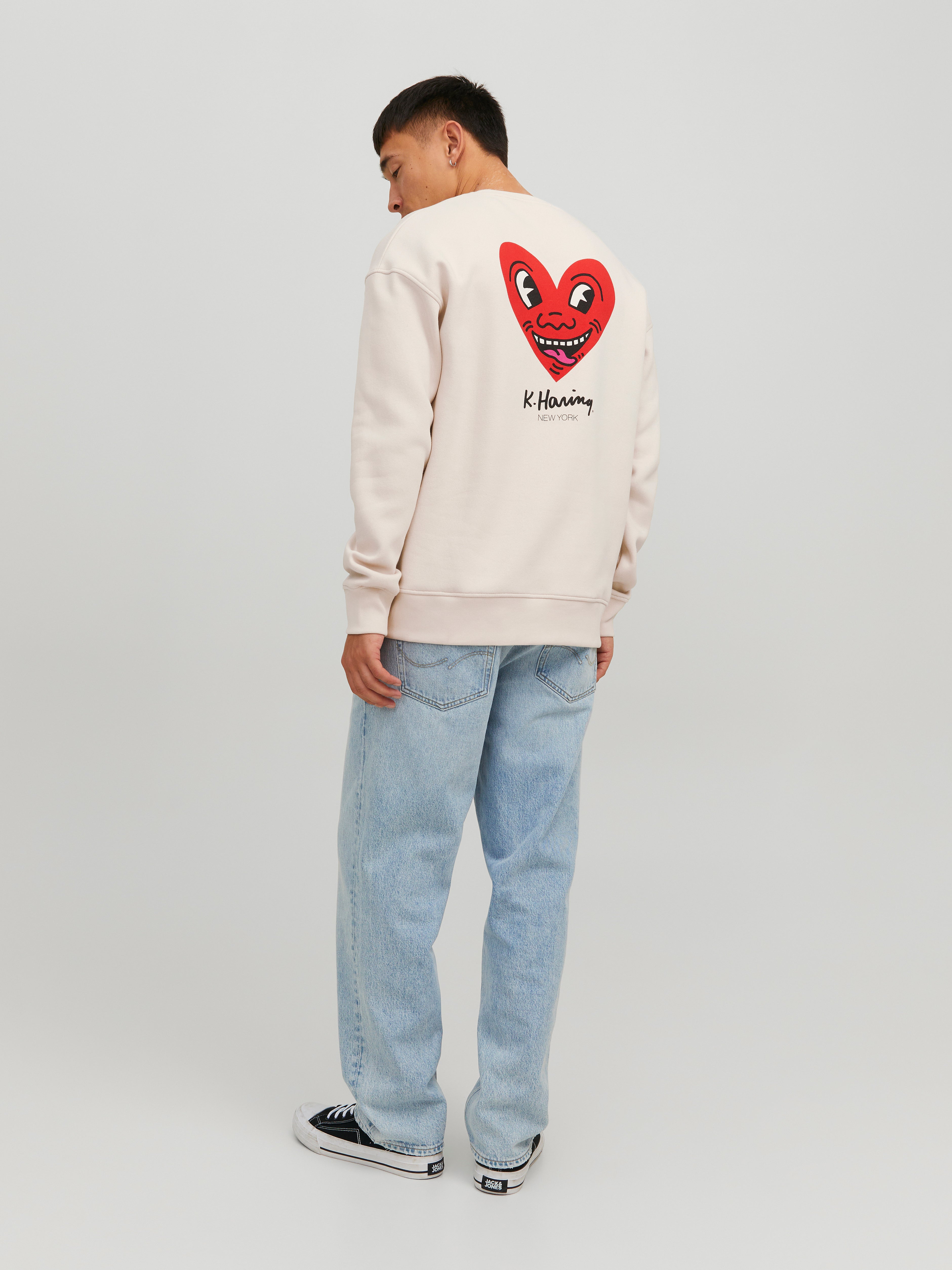 Keith Haring Printed Crewn Neck Sweatshirt | Beige | Jack & Jones®