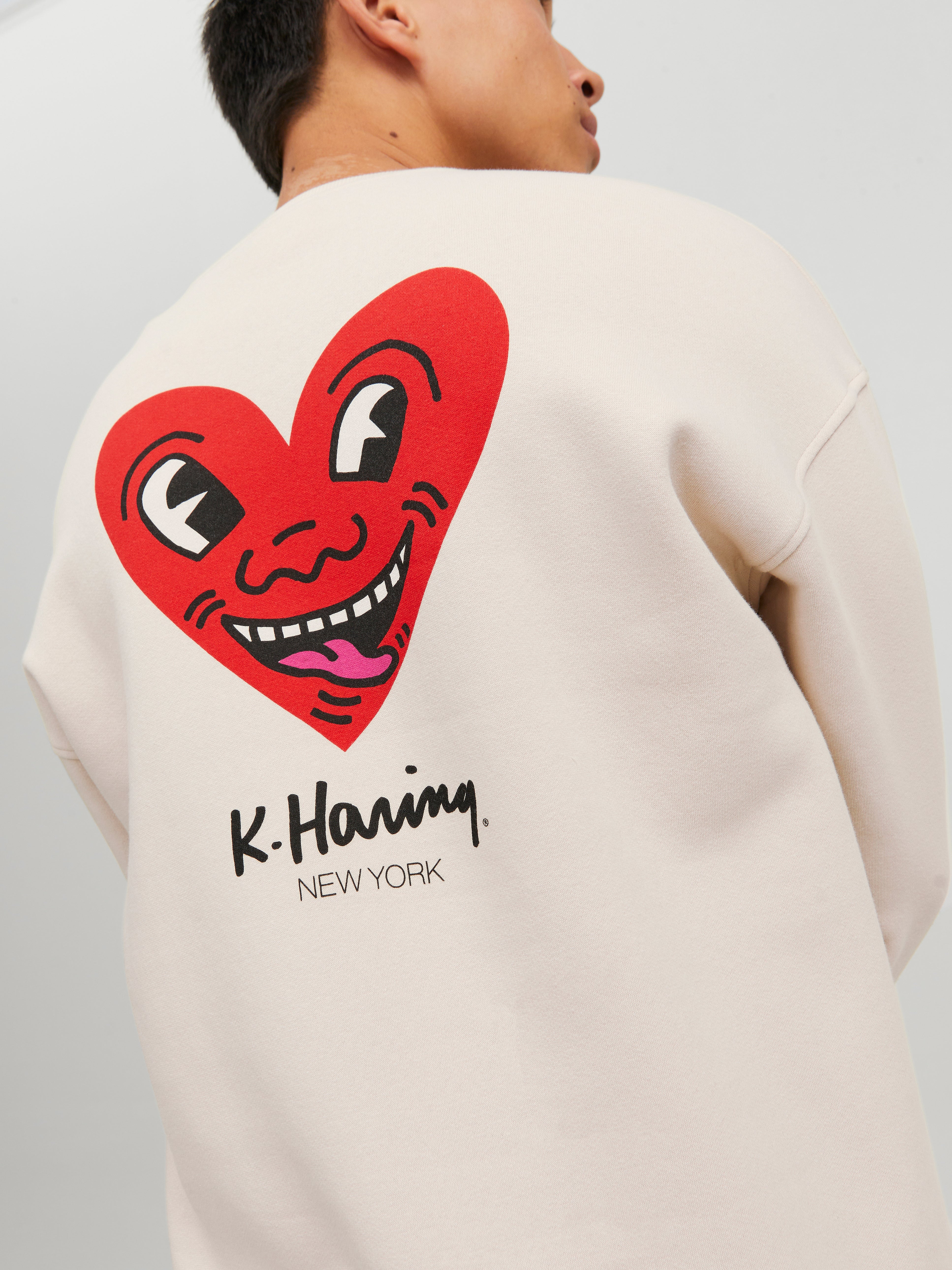 Keith Haring Printed Crewn Neck Sweatshirt | Beige | Jack & Jones®