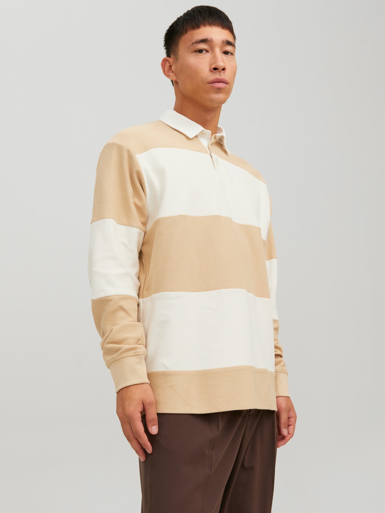 Jack & Jones Pruhovaný Polo límec Tričko -Beige - 12230922