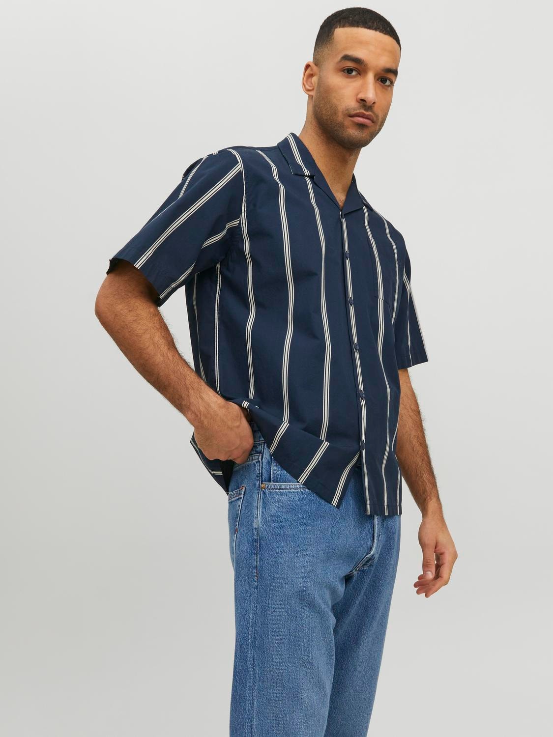 Jack & Jones RDD Relaxed Fit Resort shirt -Navy Blazer - 12232206