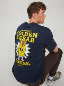 Jack & Jones Printed Crew neck T-shirt -Navy Blazer - 12232251