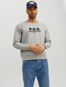 Jack & Jones RDD Logo Crew neck Sweatshirt -Light Grey Melange - 12232808
