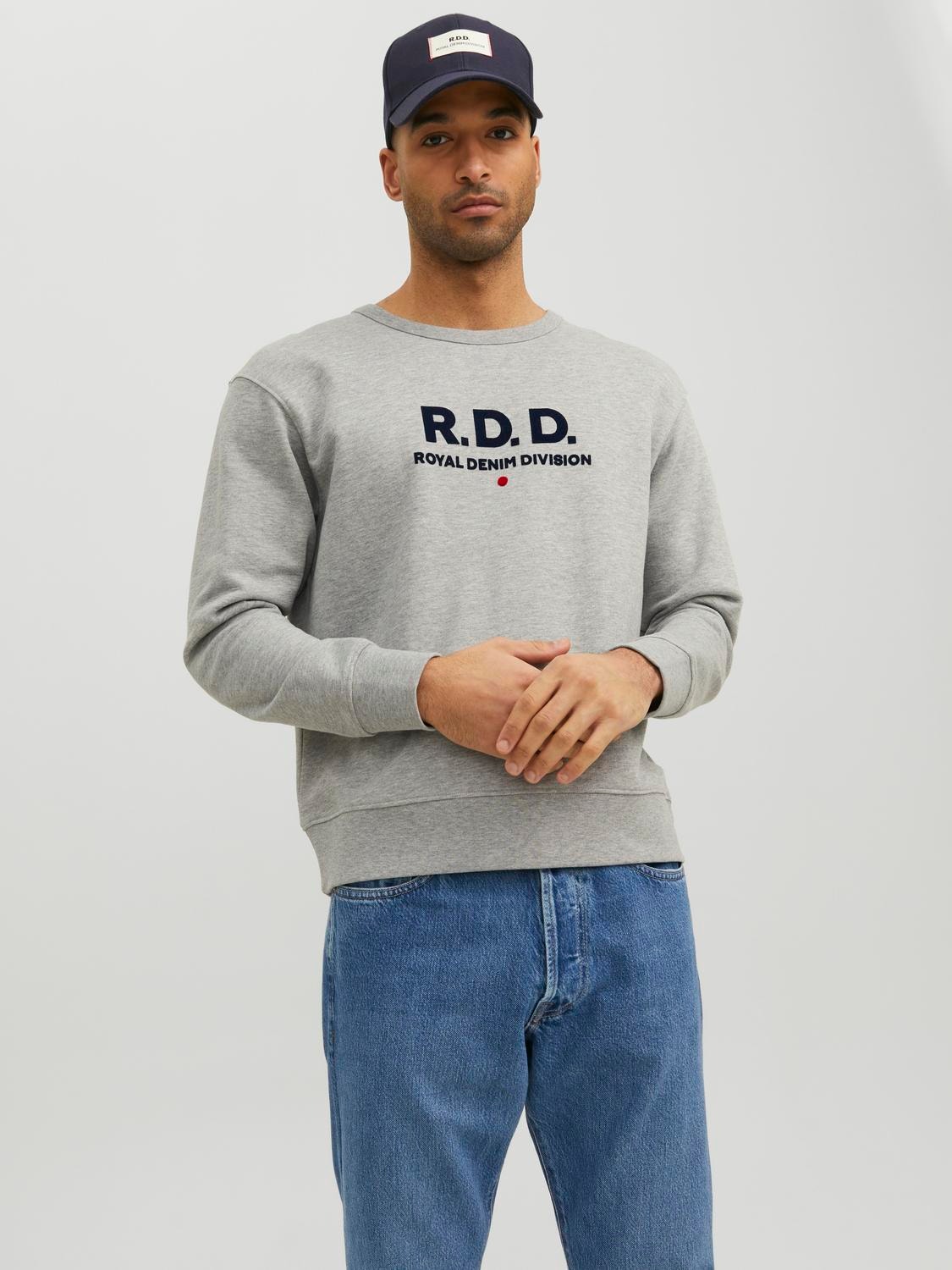 Jack & Jones RDD Logo Sweatshirt med rund hals -Light Grey Melange - 12232808
