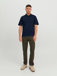 Jack & Jones RDD Logo Polo límec Tričko -Navy Blazer - 12232814