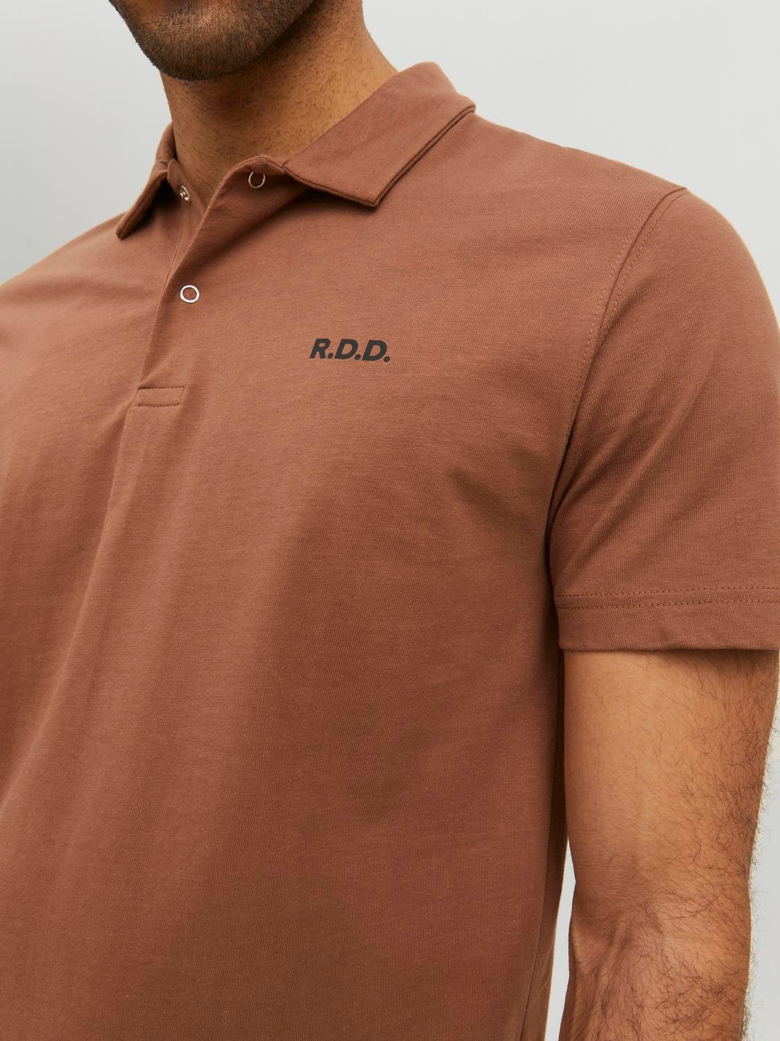 Jack & Jones RDD Logo Polo T-shirt -Cocoa Brown - 12232814