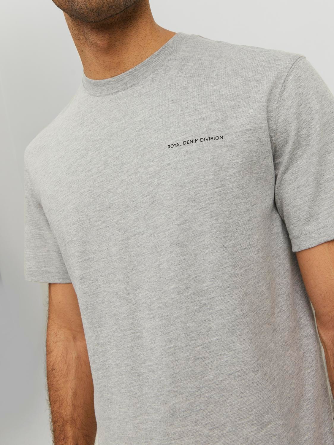 Jack & Jones RDD Gładki Okrągły dekolt T-shirt -Light Grey Melange - 12232815