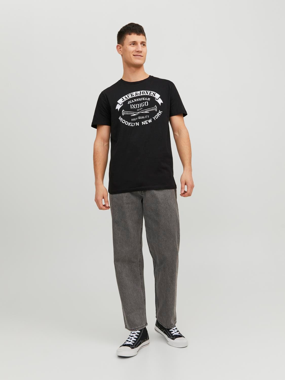 Jack & Jones Logo Crew neck T-shirt -Black - 12232972