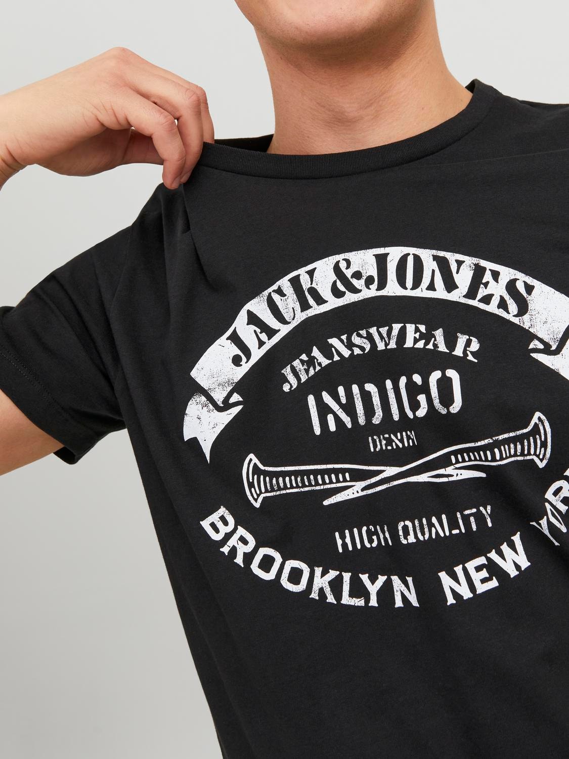 Jack & Jones Z logo Okrągły dekolt T-shirt -Black - 12232972