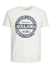 Jack & Jones Logo Ronde hals T-shirt -Cloud Dancer - 12232972