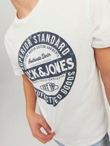 Jack & Jones Logo Ümmargune kaelus T-särk -Cloud Dancer - 12232972