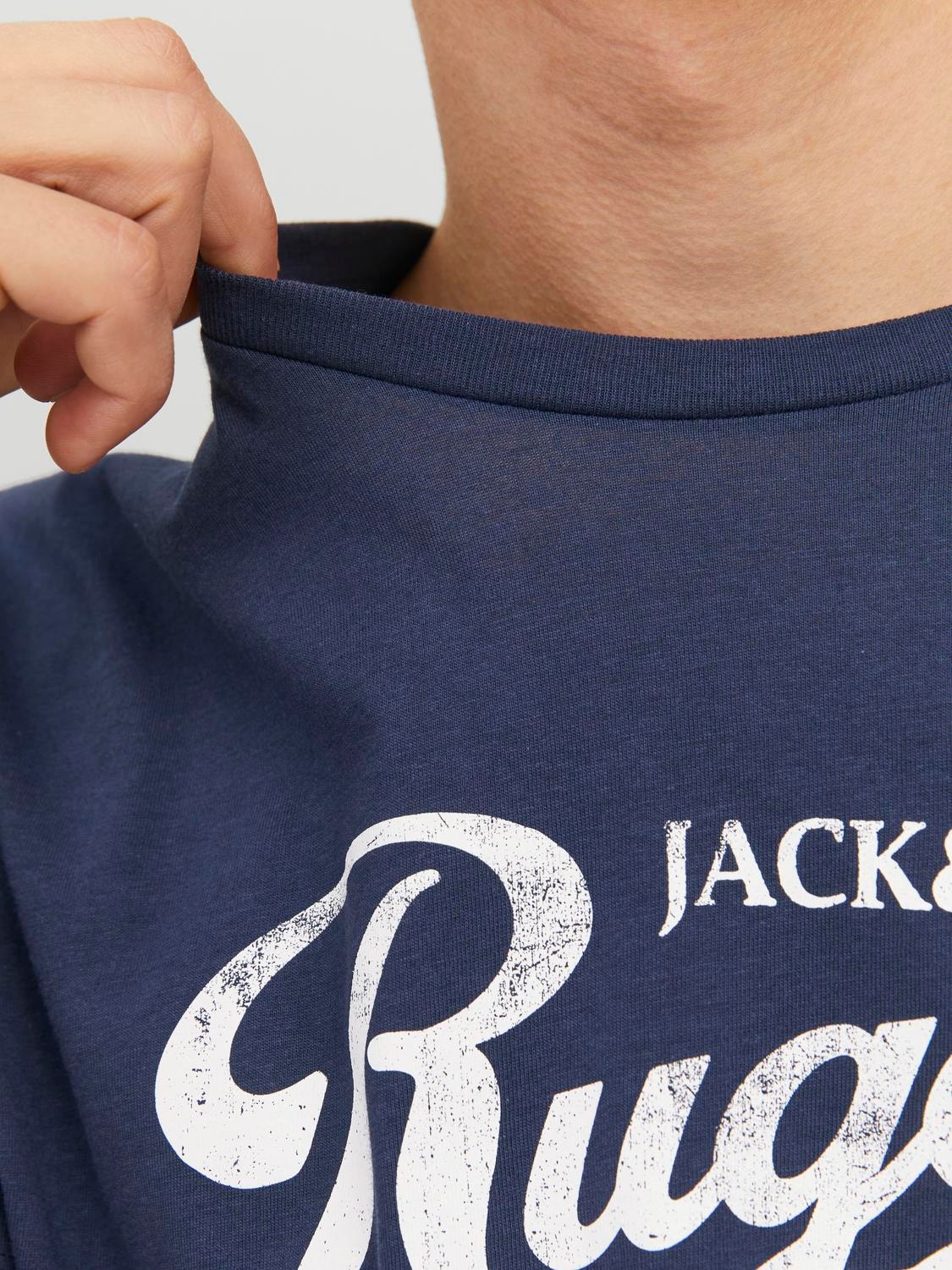 Jack & Jones Logo Crew neck T-shirt -Mood Indigo - 12232972