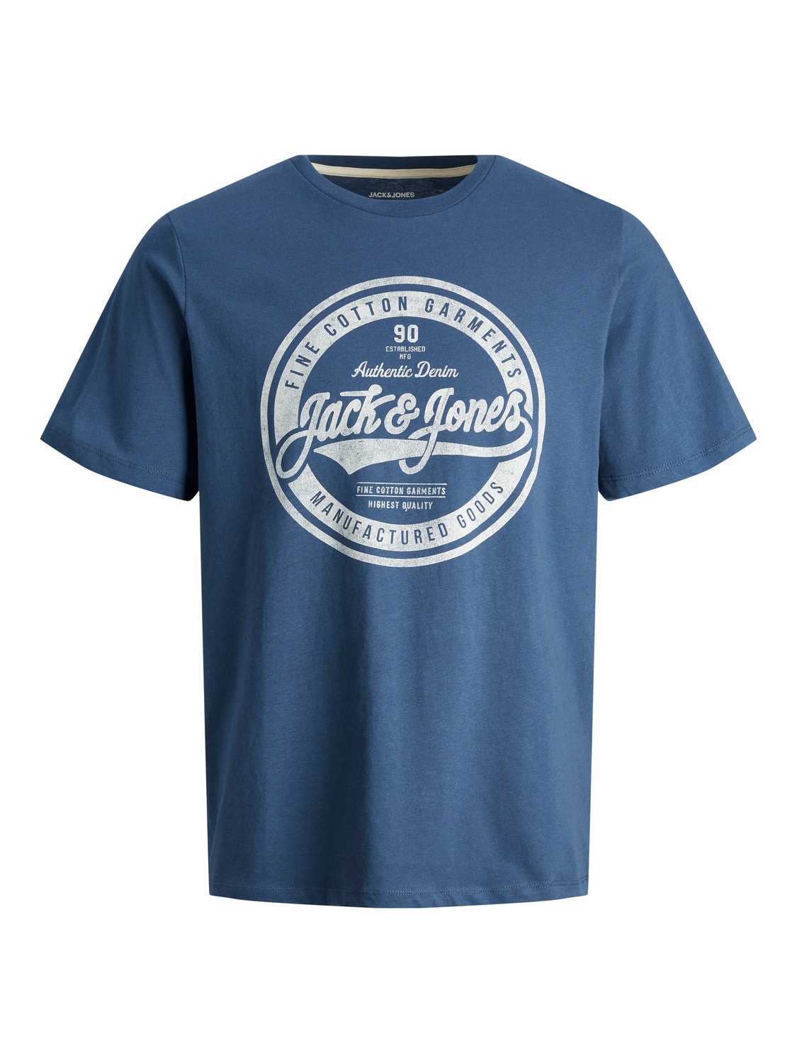 Jack & Jones Logo Ümmargune kaelus T-särk -Ensign Blue - 12232972