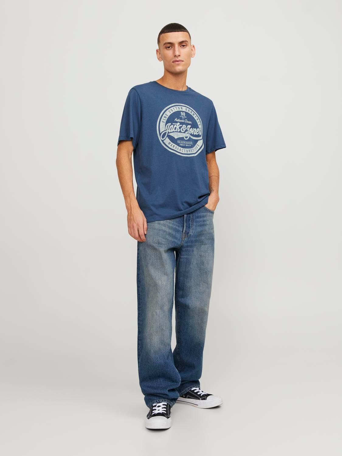 Mens T-Shirt Jack Jones Branded Short Sleeve Crew Neck Casual Top Tee Size  S-2XL