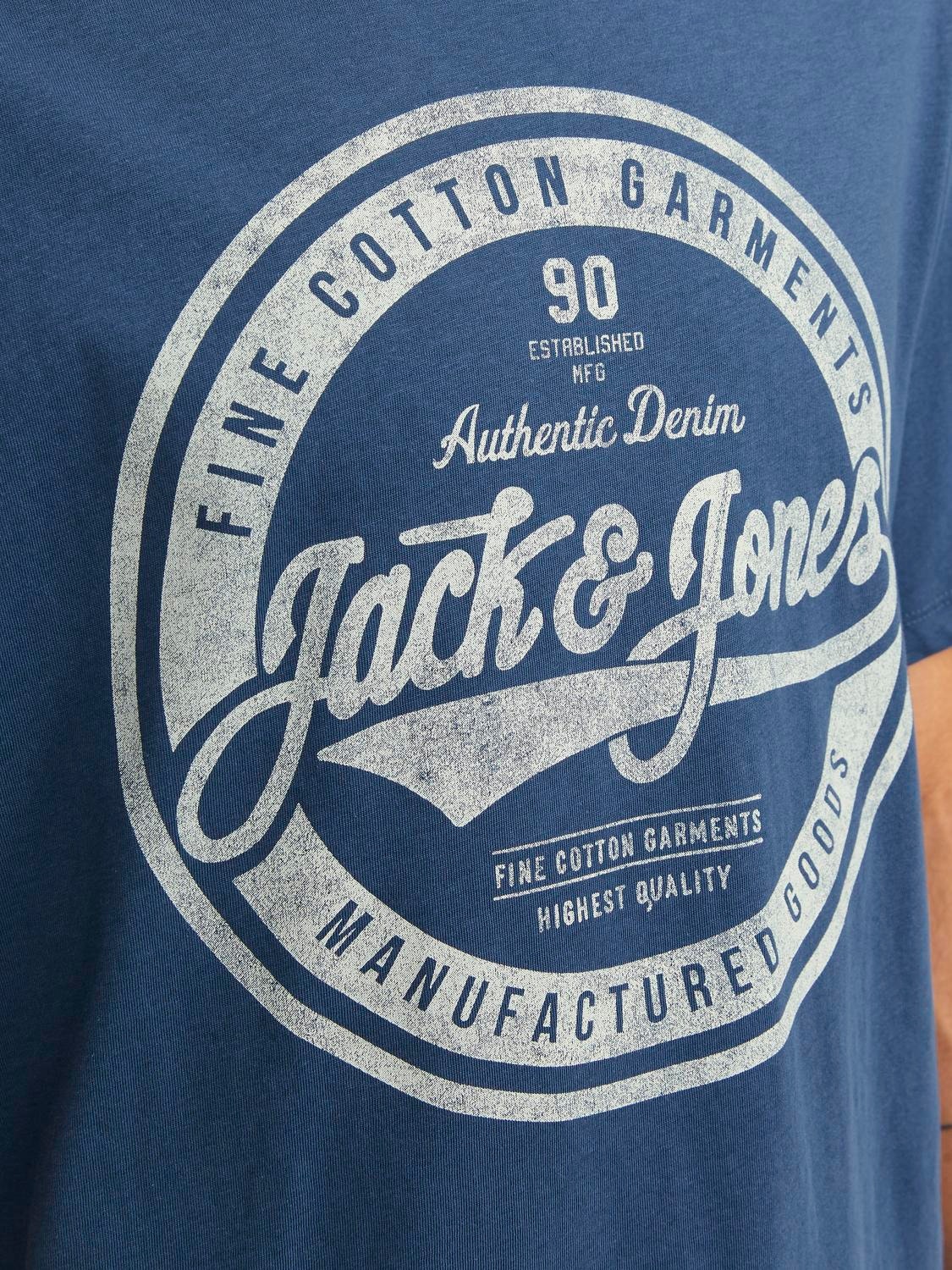 Jack & Jones Logo Kruhový výstřih Tričko -Ensign Blue - 12232972