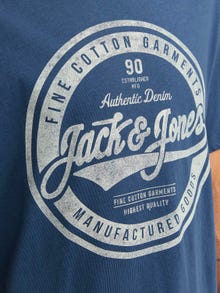 Jack & Jones Logo Pyöreä pääntie T-paita -Ensign Blue - 12232972