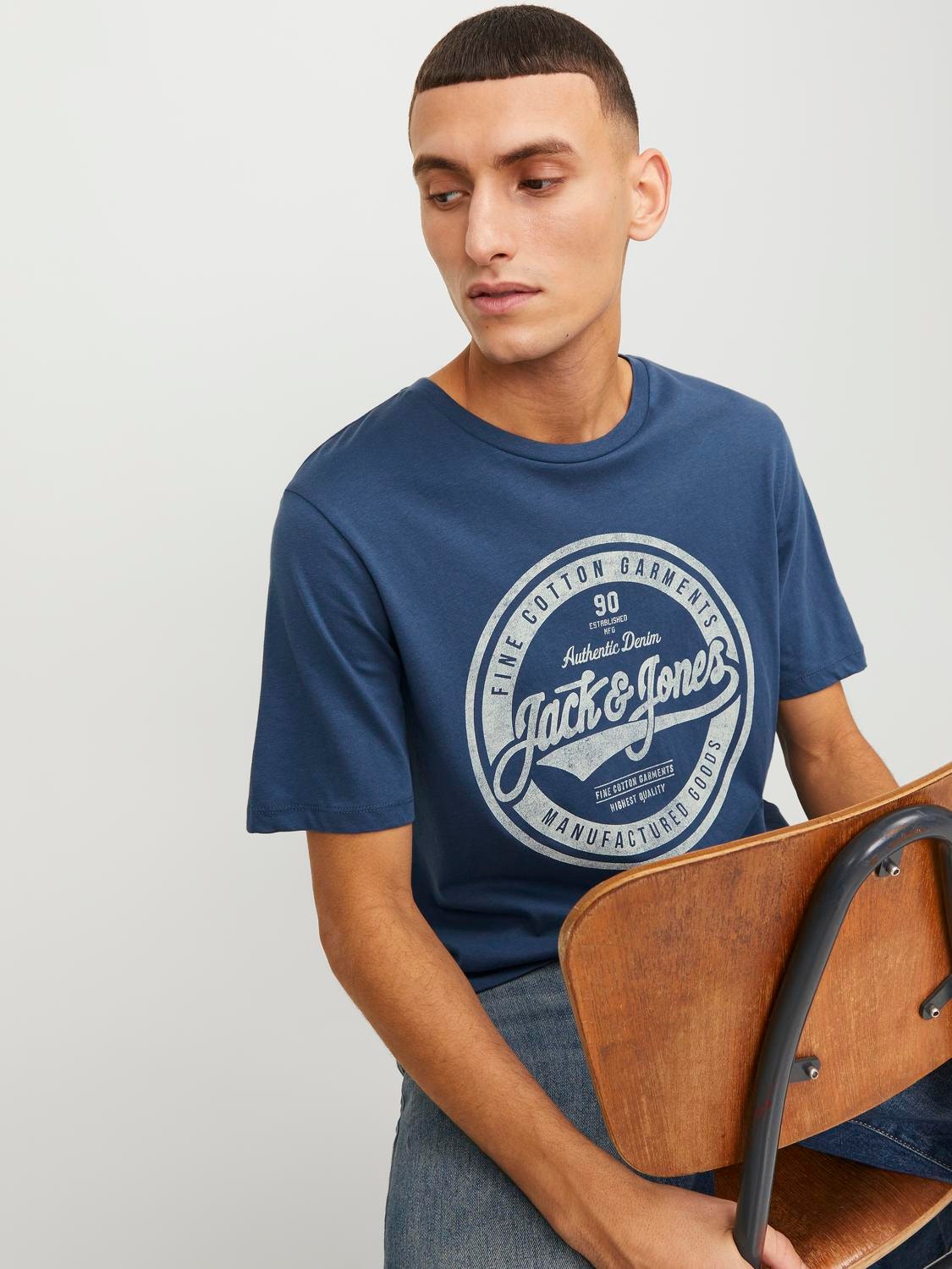 Jack & Jones Logotyp Rundringning T-shirt -Ensign Blue - 12232972