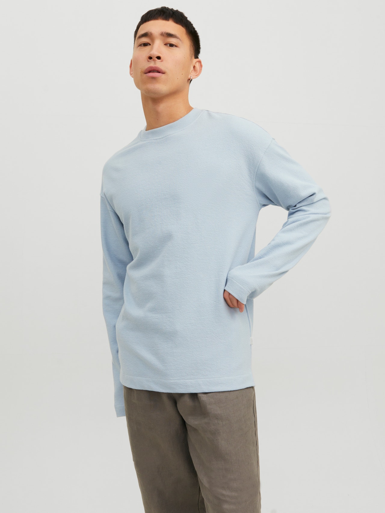 Jack & Jones Ensfarvet Sweatshirt med rund hals -Cashmere Blue - 12233472