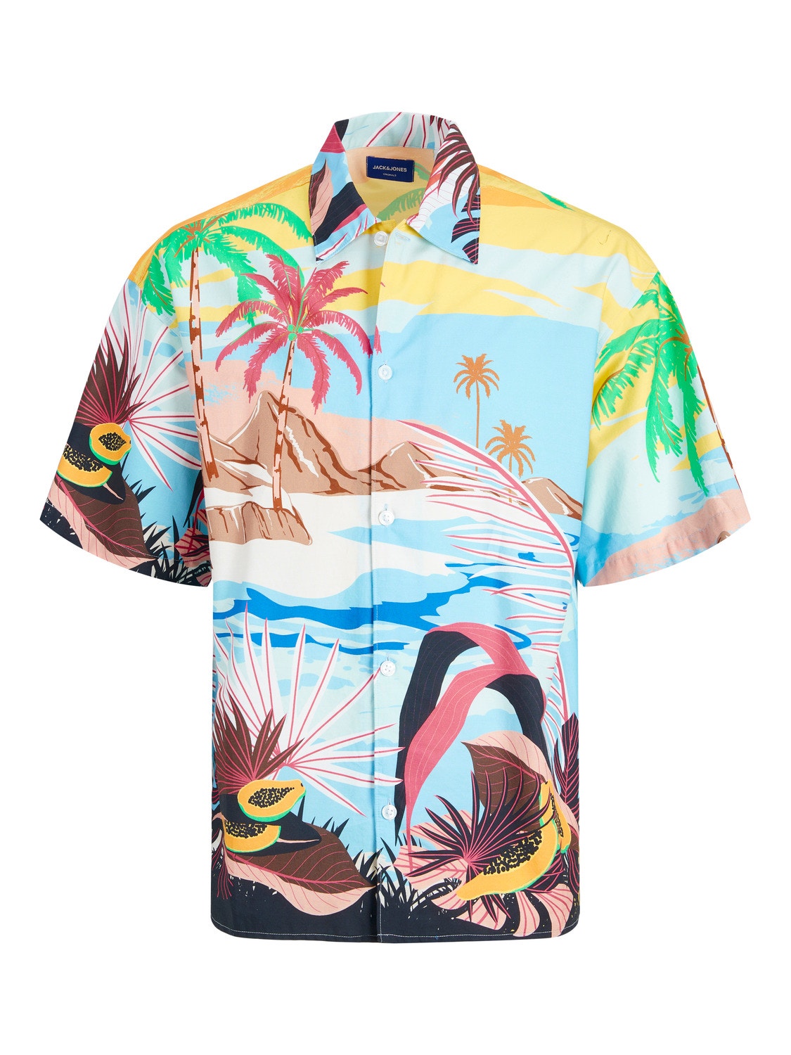 Jack & Jones Wide Fit Hawaii skjorte -Sky Blue - 12233559