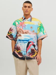 Jack & Jones Wide Fit Hawaii skjorte -Sky Blue - 12233559