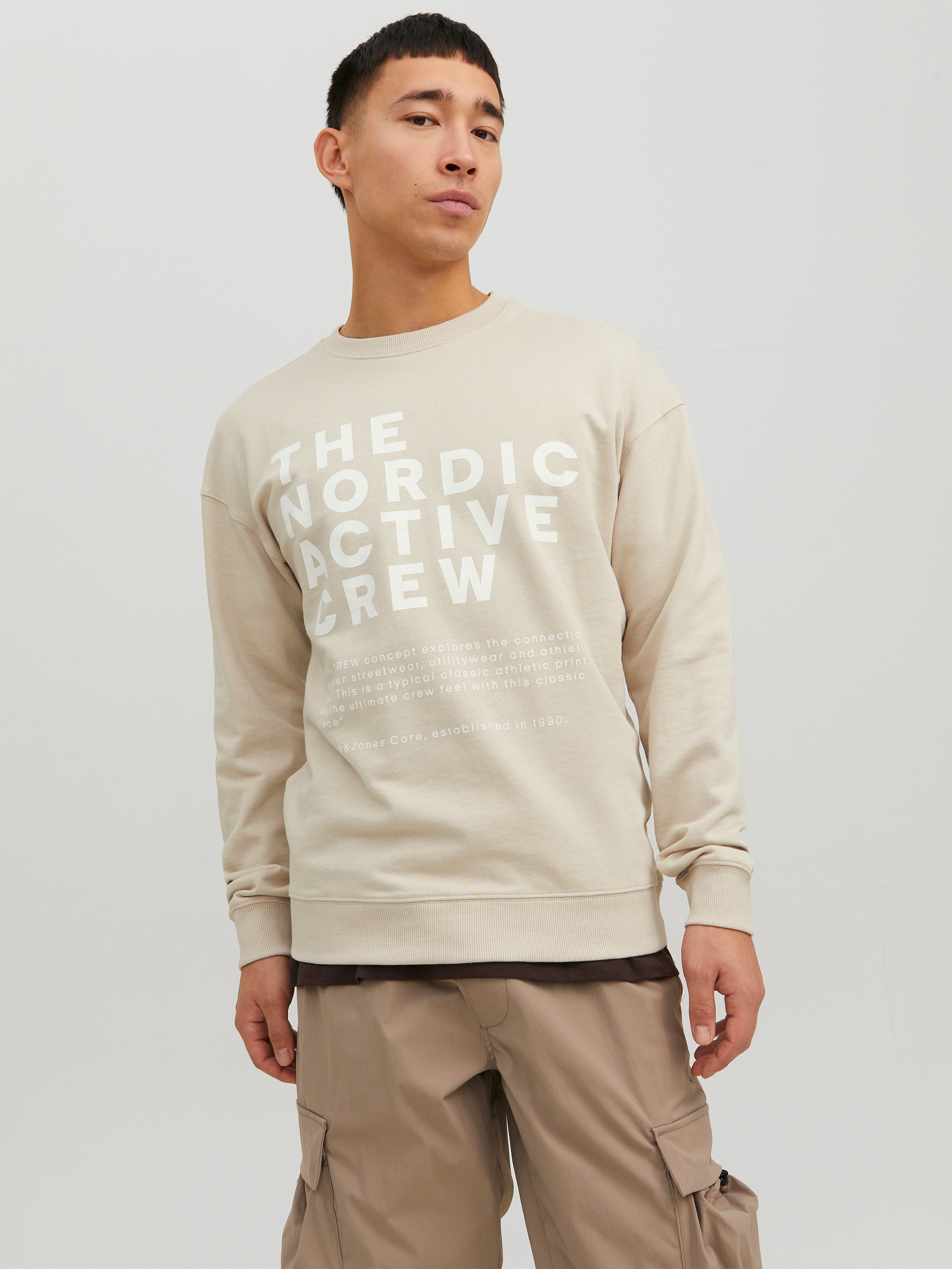 Printed Crewneck Sweatshirt | Beige | Jack & Jones®