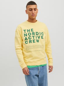 Jack & Jones Printed Crew neck Sweatshirt -Pale Banana - 12233593