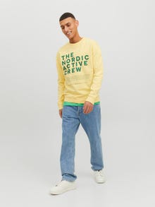 Jack & Jones Printed Crew neck Sweatshirt -Pale Banana - 12233593