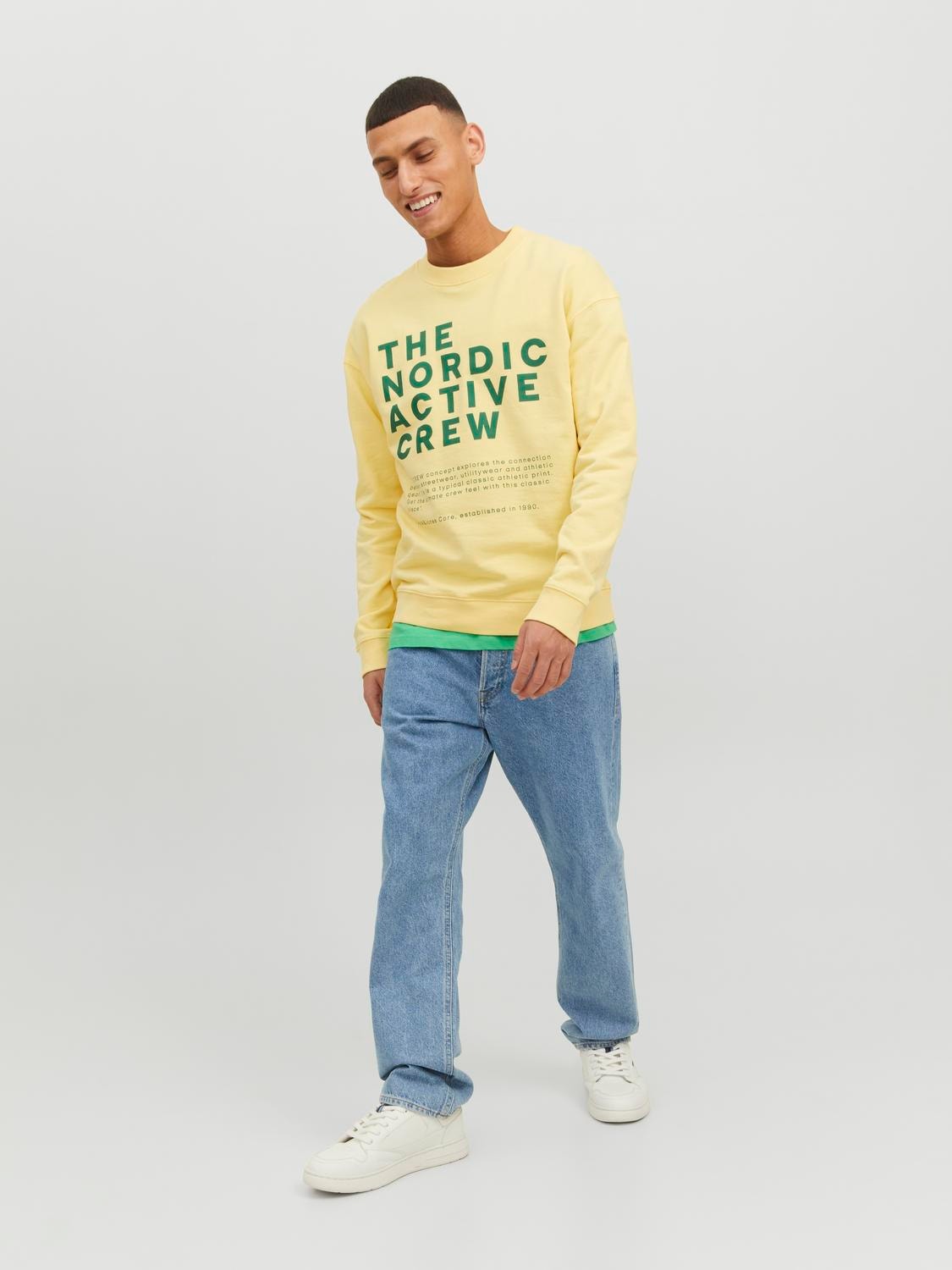 Jack & Jones Printed Crew neck Sweatshirt -Pale Banana - 12233593