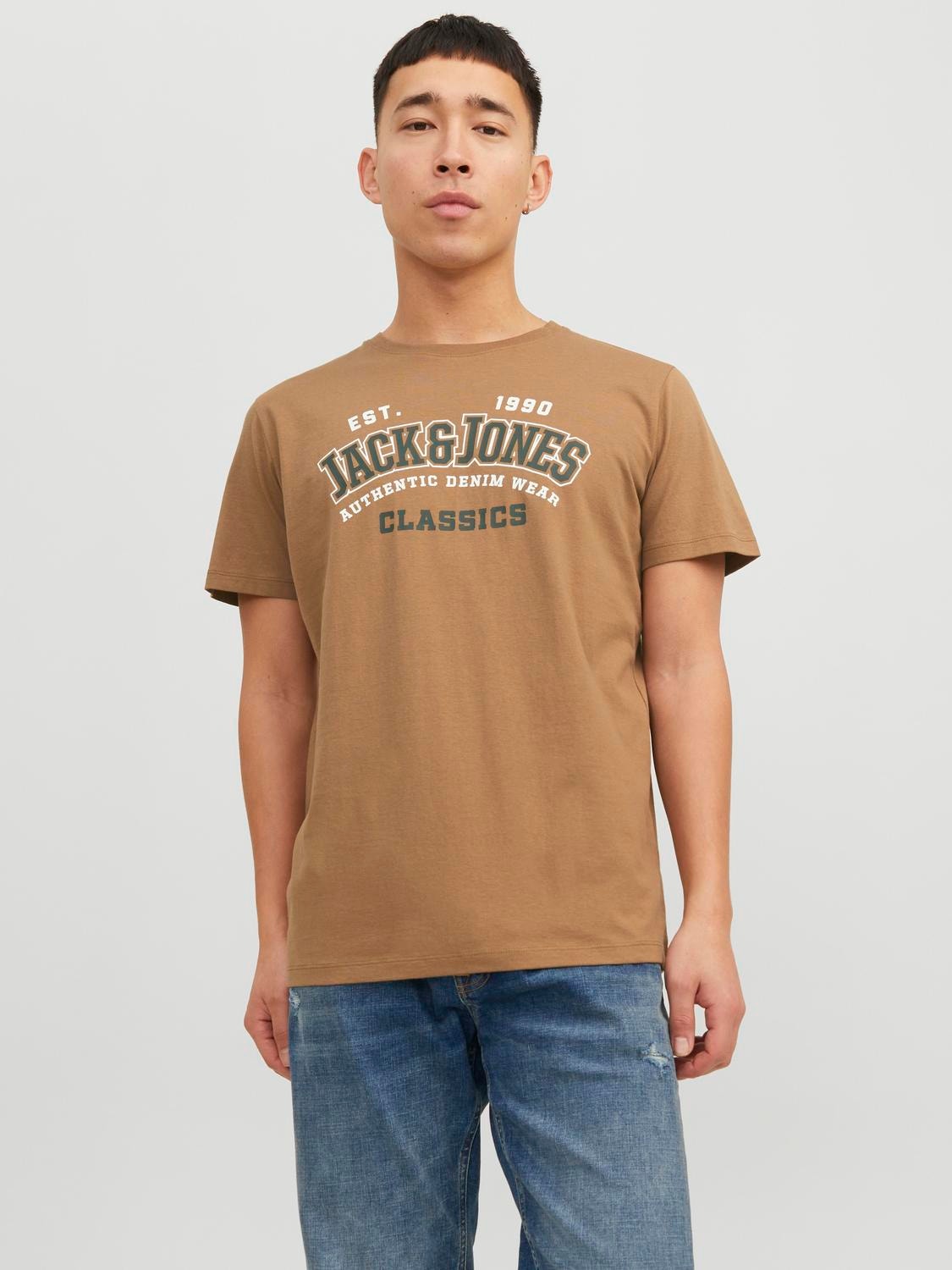 Jack & Jones Logo Rundhals T-shirt -Otter - 12233594