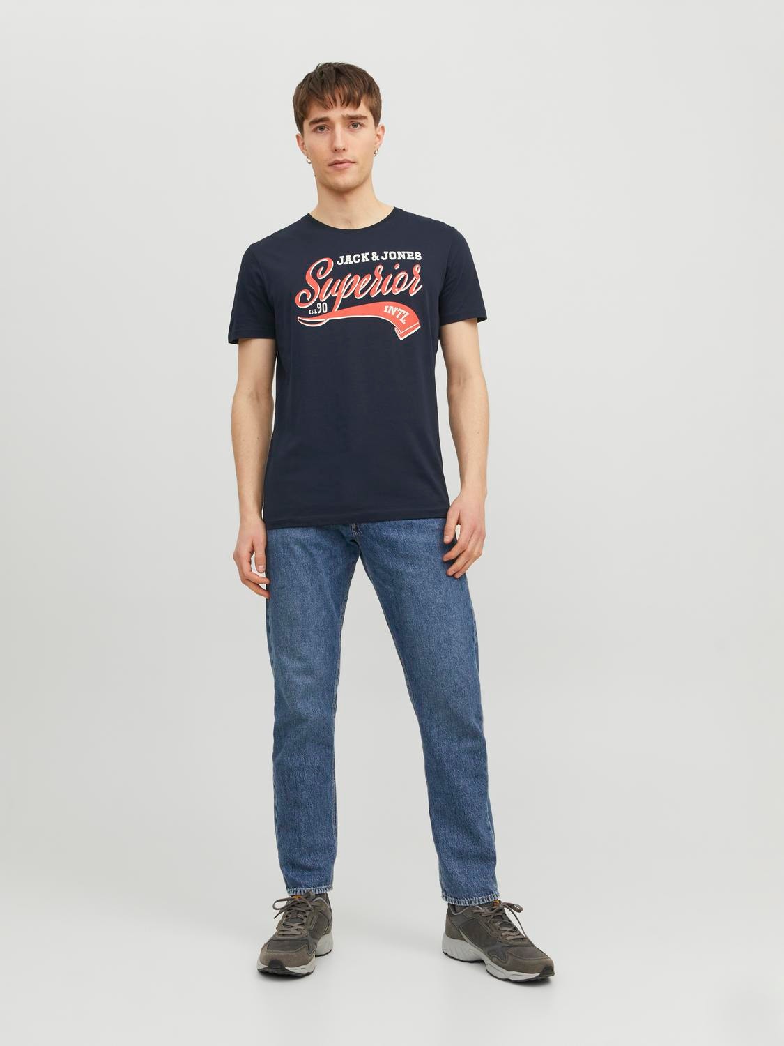 Jack & Jones Logo Ronde hals T-shirt -Navy Blazer - 12233594