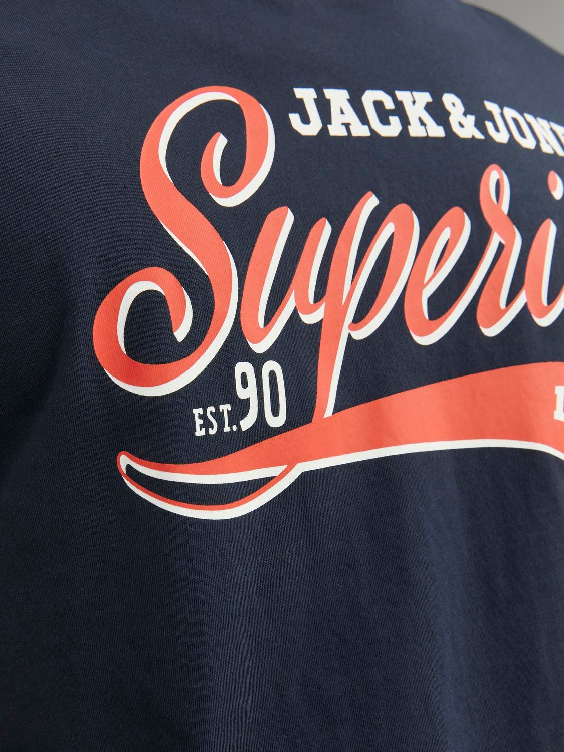 Jack & Jones Logo O-Neck T-shirt -Navy Blazer - 12233594